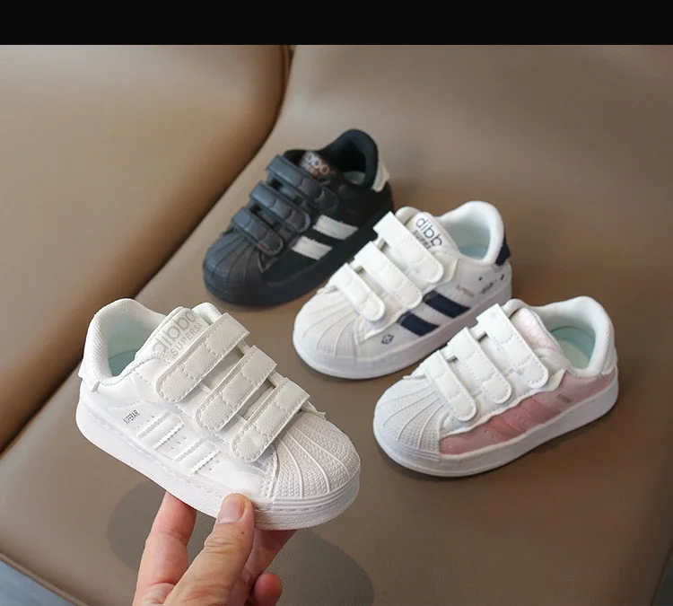 Childrens Baby Sneakers Blue Leather Boys Girls Toddler Shoes Four Seasons Models Pink Versatile Non-slip Small Kid Single Shoes