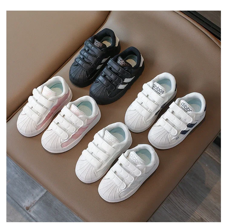 Childrens Baby Sneakers Blue Leather Boys Girls Toddler Shoes Four Seasons Models Pink Versatile Non-slip Small Kid Single Shoes