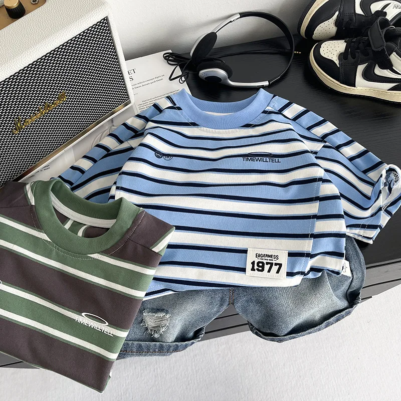 Summer Infant Boys Clothing For Children Casual Striped T-Shirt Shorts 2Pcs/Set Toddler Baby Girl Clothes Costume Kids Tracksuit