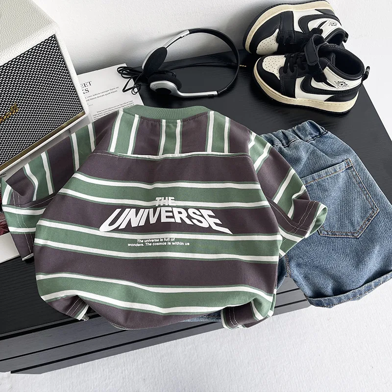 Summer Infant Boys Clothing For Children Casual Striped T-Shirt Shorts 2Pcs/Set Toddler Baby Girl Clothes Costume Kids Tracksuit