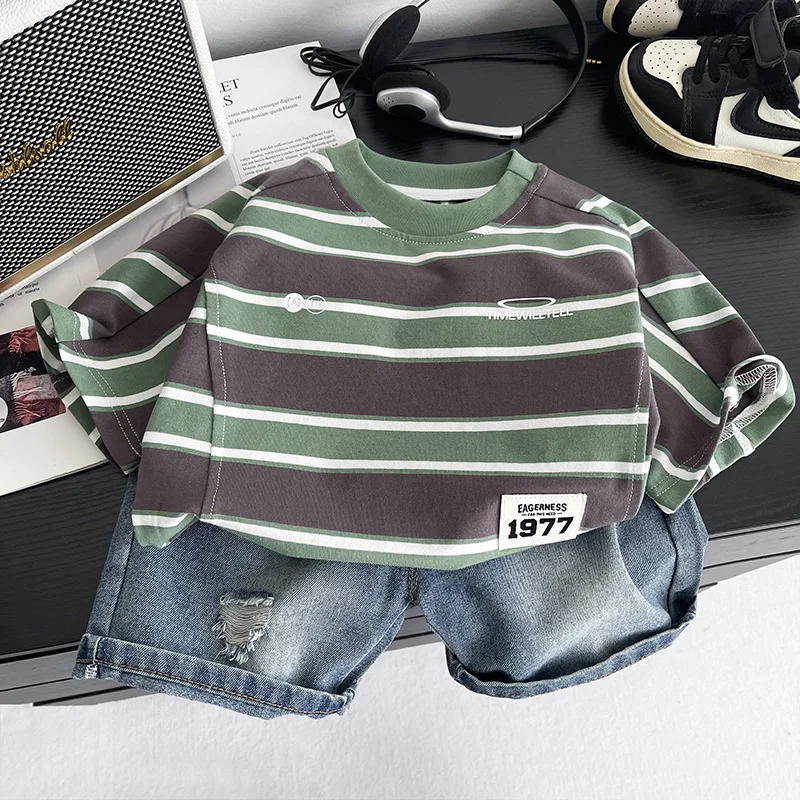 Summer Infant Boys Clothing For Children Casual Striped T-Shirt Shorts 2Pcs/Set Toddler Baby Girl Clothes Costume Kids Tracksuit