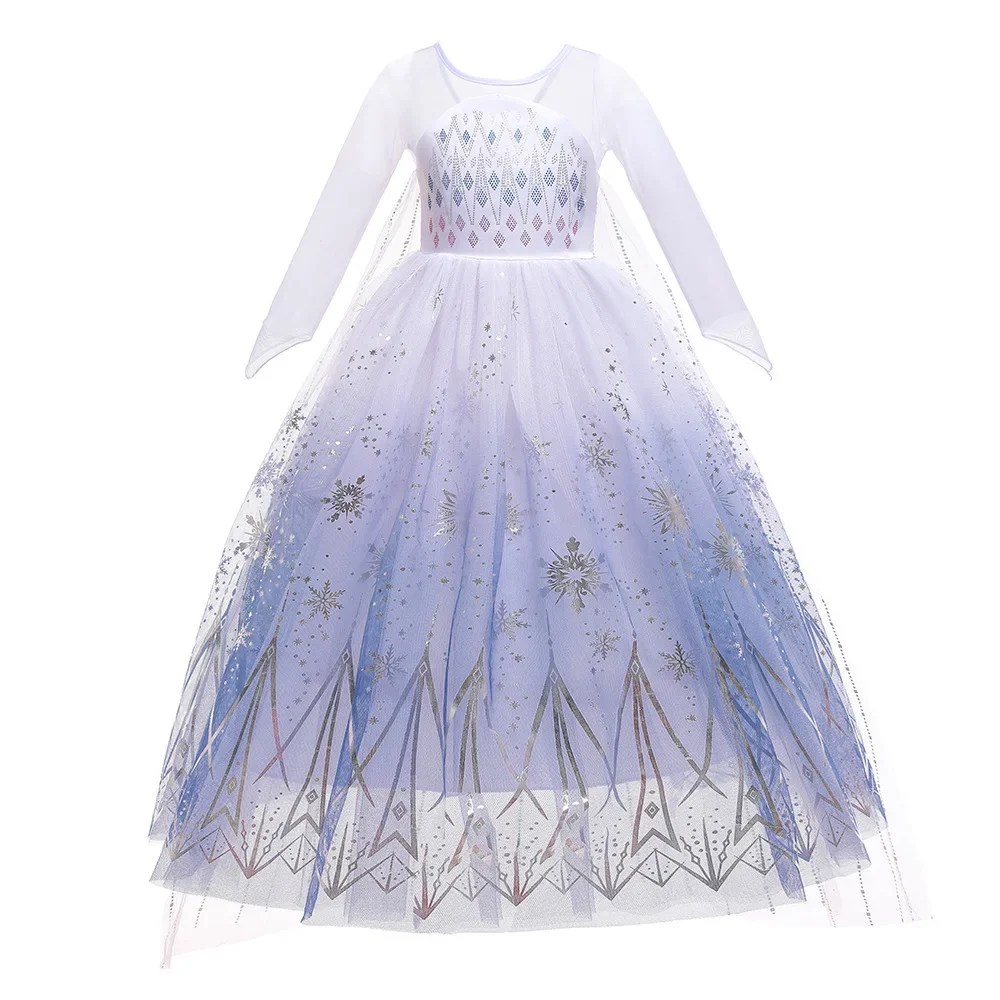 Little Girls Snow Queen Elsa Princess Dress Kids Cosplay Gown Costume Halloween Birthday Party Outfit 2‑10Yrs