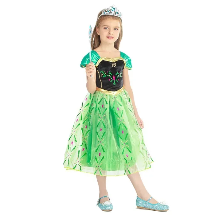 Little Girls Snow Queen Elsa Princess Dress Kids Cosplay Gown Costume Halloween Birthday Party Outfit 2‑10Yrs
