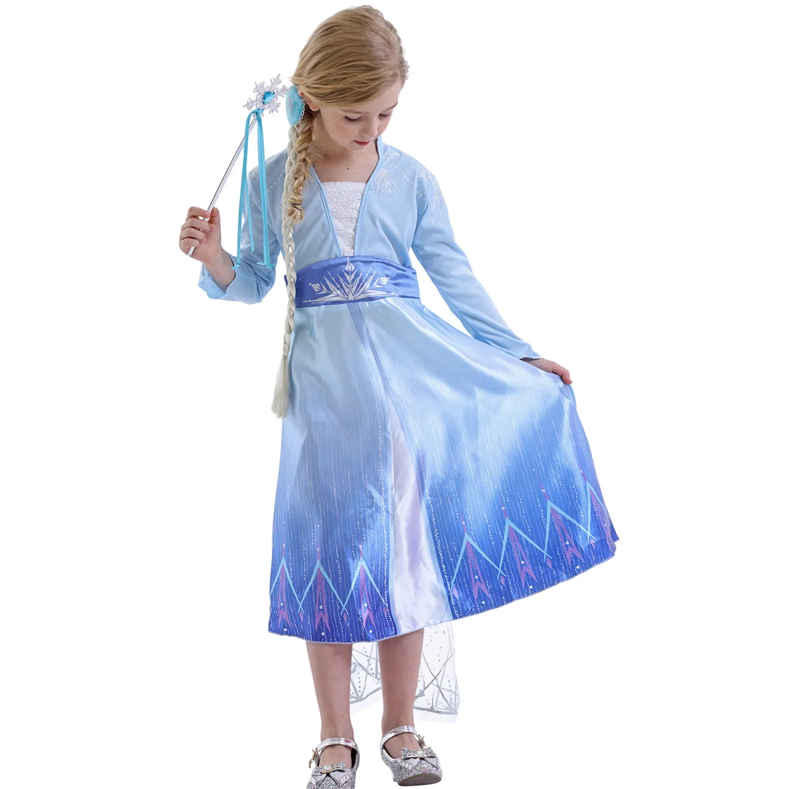 Little Girls Snow Queen Elsa Princess Dress Kids Cosplay Gown Costume Halloween Birthday Party Outfit 2‑10Yrs