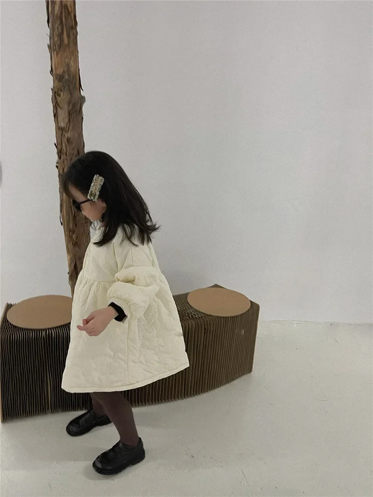 Children's Coats Autumn and Winter Coat with Floral Embroidery Puffed Sleeves Girls Coat Baby Girl Winter Clothes