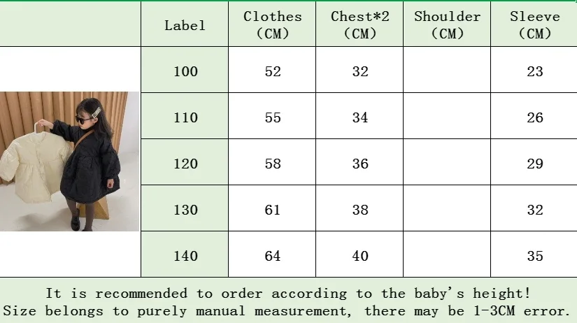 Children's Coats Autumn and Winter Coat with Floral Embroidery Puffed Sleeves Girls Coat Baby Girl Winter Clothes