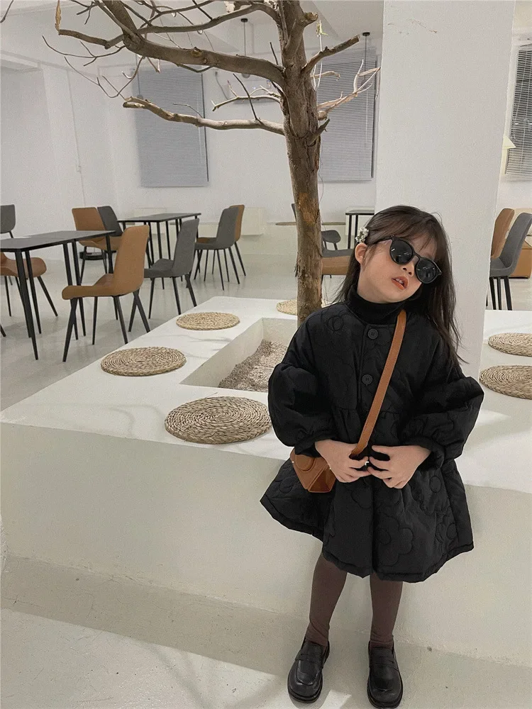 Children's Coats Autumn and Winter Coat with Floral Embroidery Puffed Sleeves Girls Coat Baby Girl Winter Clothes