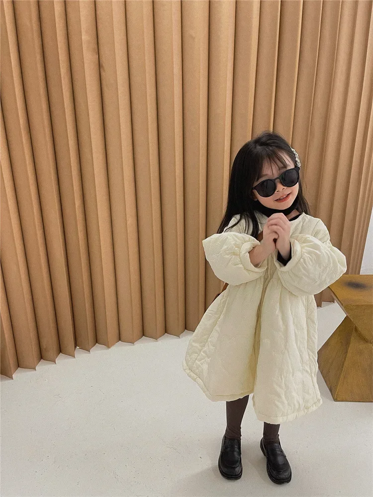 Children's Coats Autumn and Winter Coat with Floral Embroidery Puffed Sleeves Girls Coat Baby Girl Winter Clothes