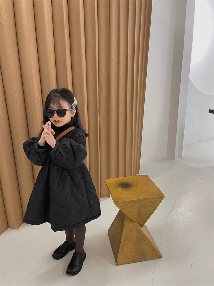 Children's Coats Autumn and Winter Coat with Floral Embroidery Puffed Sleeves Girls Coat Baby Girl Winter Clothes