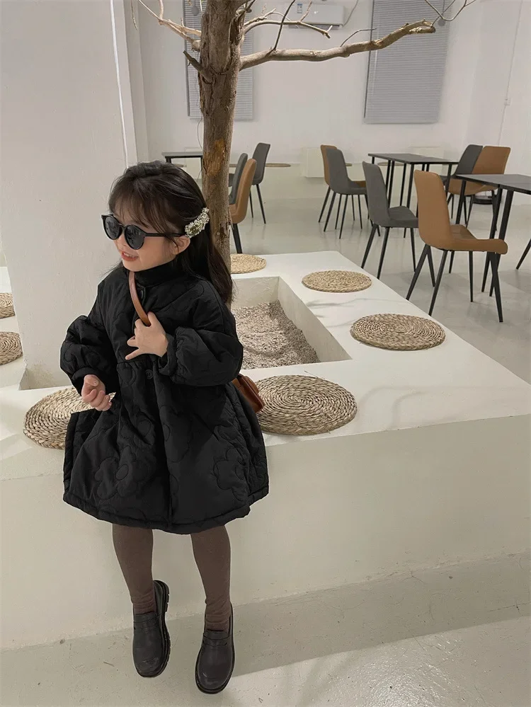 Children's Coats Autumn and Winter Coat with Floral Embroidery Puffed Sleeves Girls Coat Baby Girl Winter Clothes