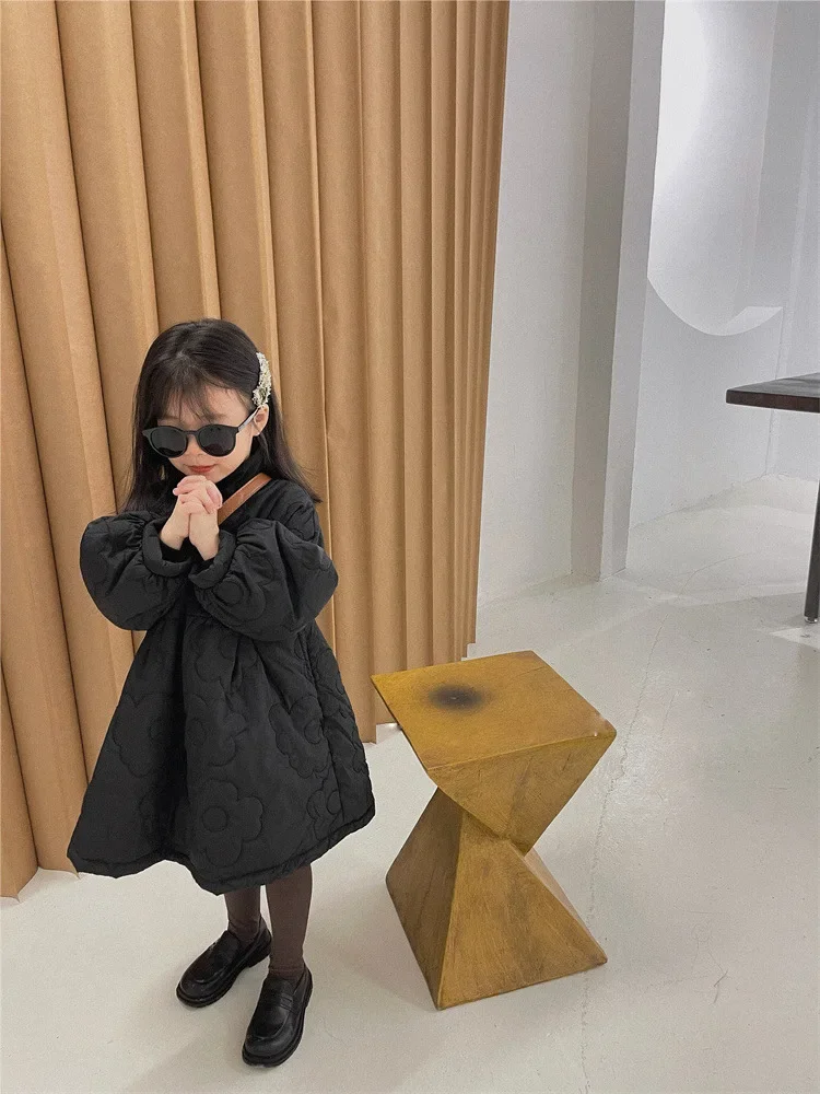 Children's Coats Autumn and Winter Coat with Floral Embroidery Puffed Sleeves Girls Coat Baby Girl Winter Clothes