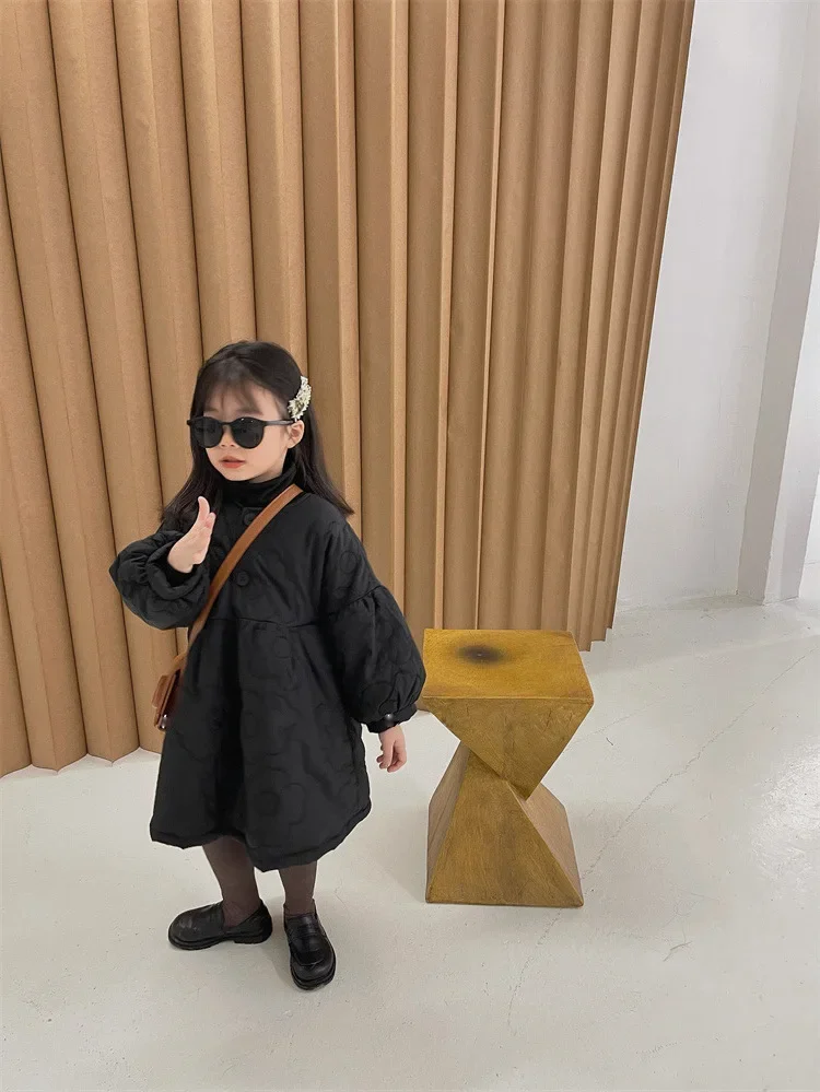 Children's Coats Autumn and Winter Coat with Floral Embroidery Puffed Sleeves Girls Coat Baby Girl Winter Clothes