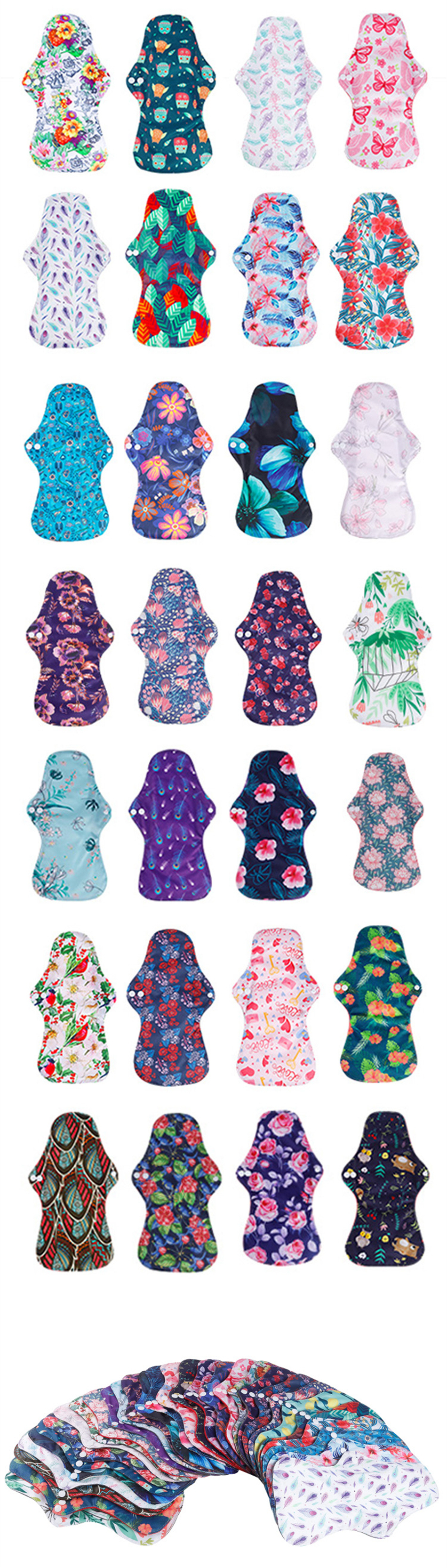 10pcs Organic Bamboo Charcoal Washable Hygiene Menstrual Pads Heavy Flow Sanitary Pads Lady Cloth Pad Reusable Pads