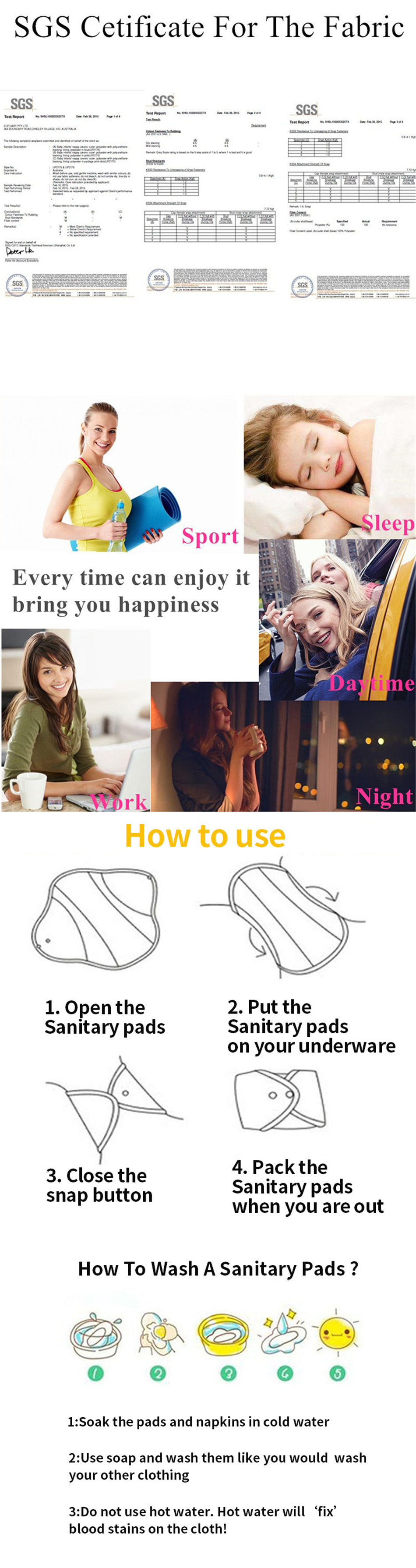 10pcs Organic Bamboo Charcoal Washable Hygiene Menstrual Pads Heavy Flow Sanitary Pads Lady Cloth Pad Reusable Pads