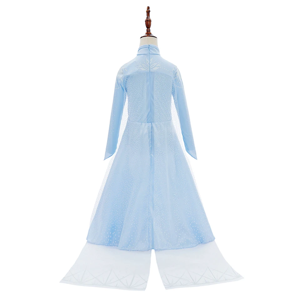 Children Carnival Blue Sequins Elsa Cosplay Dress Girls Elegant Blue Princess Costume Kids Halloween Birthday Party Clothes