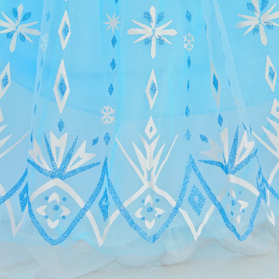 Children Carnival Blue Sequins Elsa Cosplay Dress Girls Elegant Blue Princess Costume Kids Halloween Birthday Party Clothes