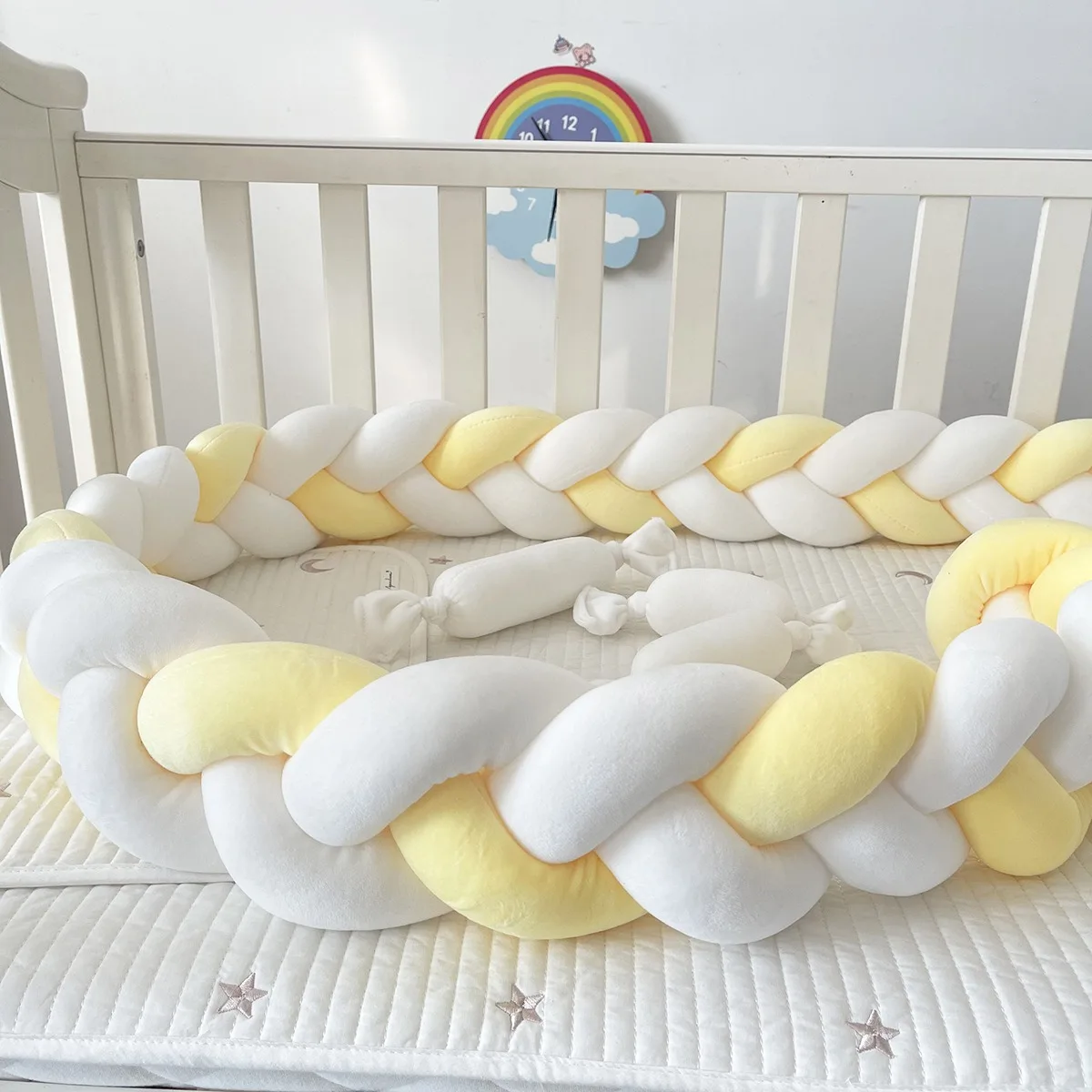1M/2M/3M/4M Baby Crib Bumper Protector Bed Braid Knot Cushion for Infant Kids Shares Toddler Baby Bed Bumpers in Crib Newborn