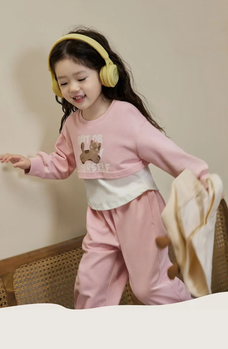Spring Autumn New Style Children's Clothing Sets Baby Girls O Neck Sweatshirt Pants Two Piece Set Kids Breathable Thin Tracksuit