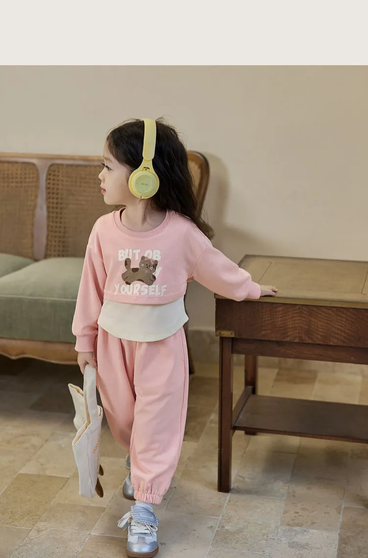 Spring Autumn New Style Children's Clothing Sets Baby Girls O Neck Sweatshirt Pants Two Piece Set Kids Breathable Thin Tracksuit