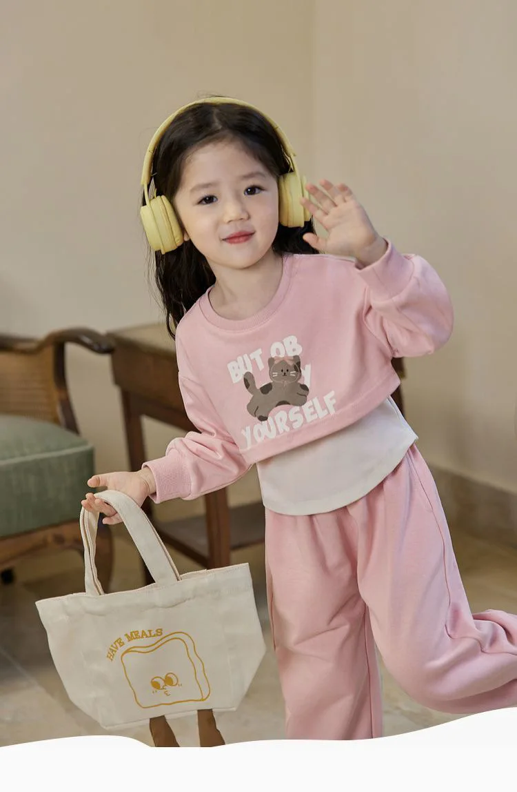 Spring Autumn New Style Children's Clothing Sets Baby Girls O Neck Sweatshirt Pants Two Piece Set Kids Breathable Thin Tracksuit