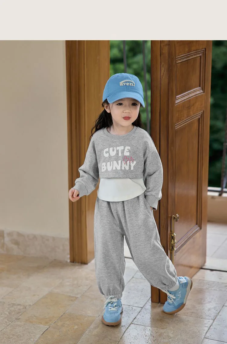 Spring Autumn New Style Children's Clothing Sets Baby Girls O Neck Sweatshirt Pants Two Piece Set Kids Breathable Thin Tracksuit