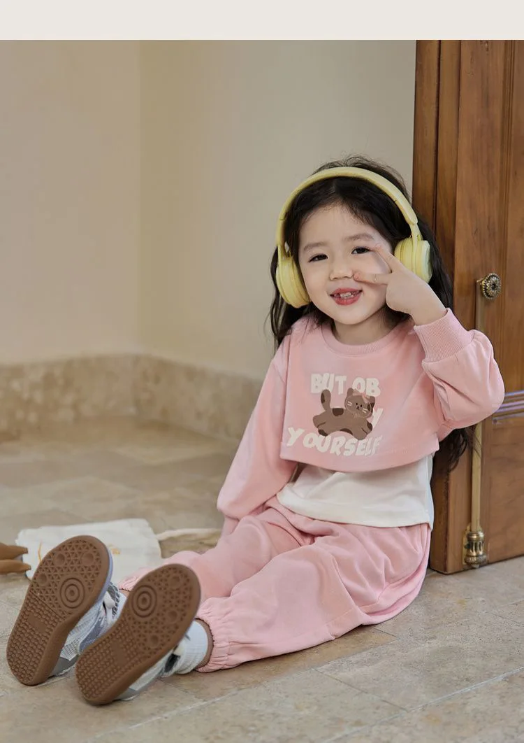 Spring Autumn New Style Children's Clothing Sets Baby Girls O Neck Sweatshirt Pants Two Piece Set Kids Breathable Thin Tracksuit