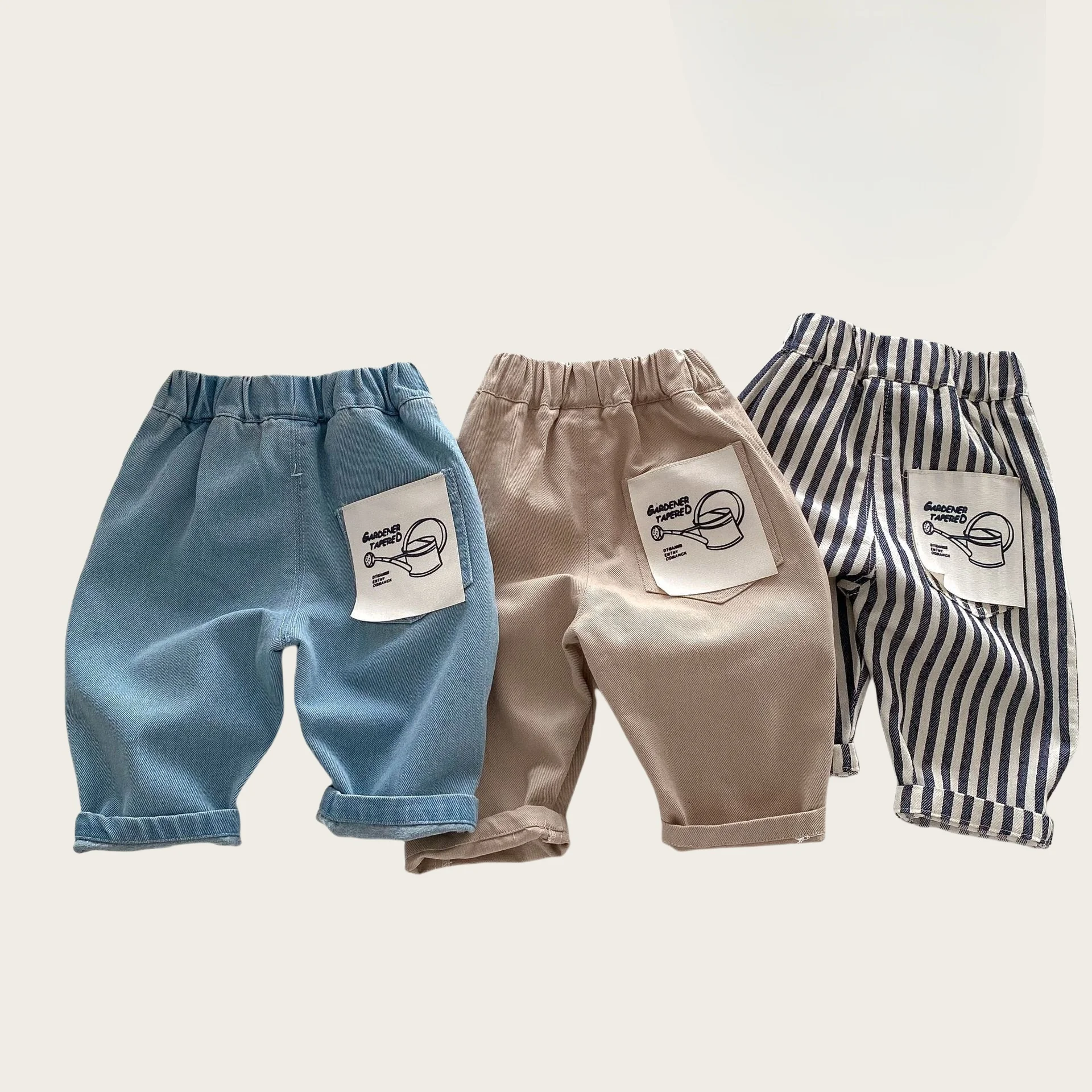 0-5Y Spring Autumn Kid's Pants Korean Style Kids Jeans Solid and Stripe Boys Girls Denim Pants Children Trousers
