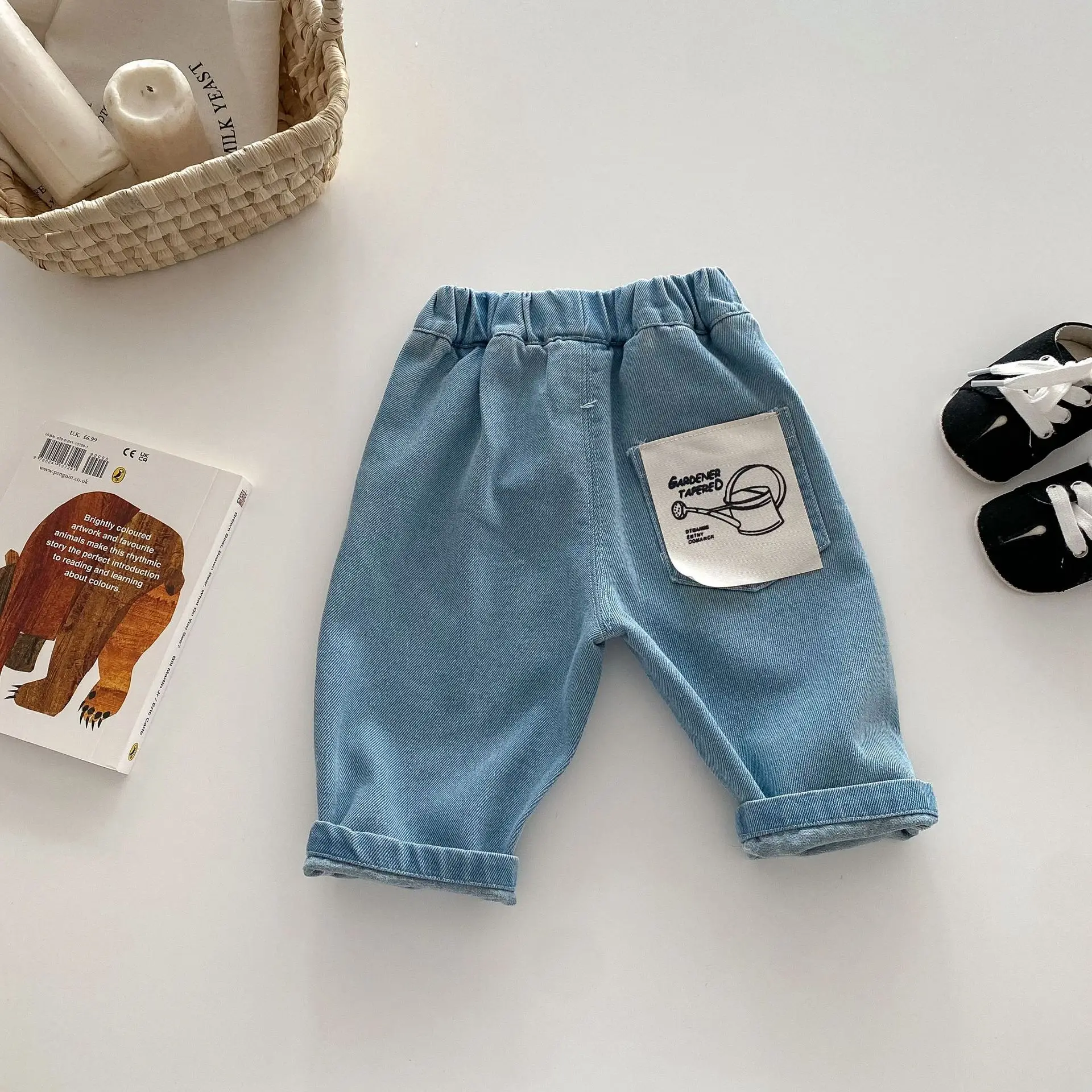0-5Y Spring Autumn Kid's Pants Korean Style Kids Jeans Solid and Stripe Boys Girls Denim Pants Children Trousers