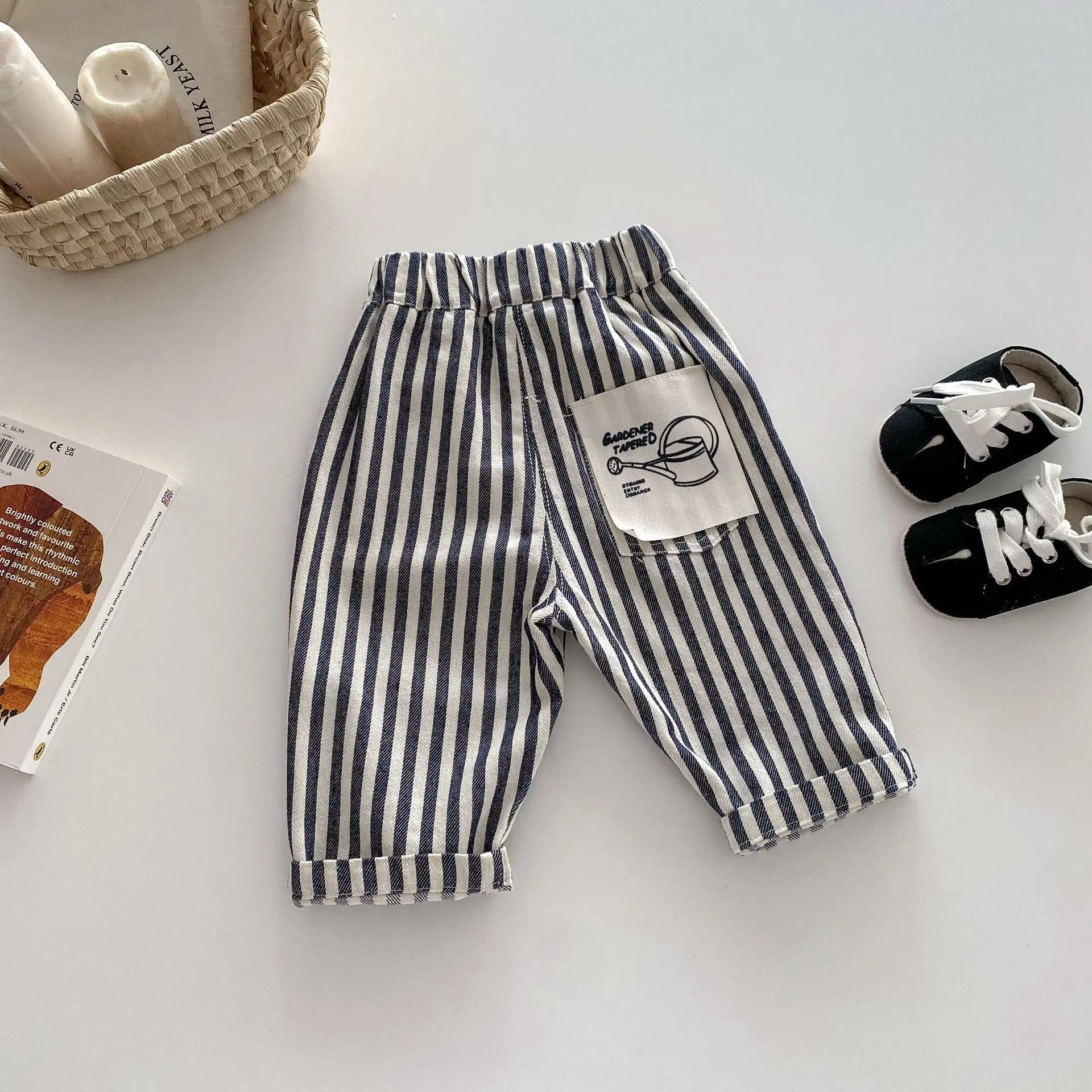0-5Y Spring Autumn Kid's Pants Korean Style Kids Jeans Solid and Stripe Boys Girls Denim Pants Children Trousers