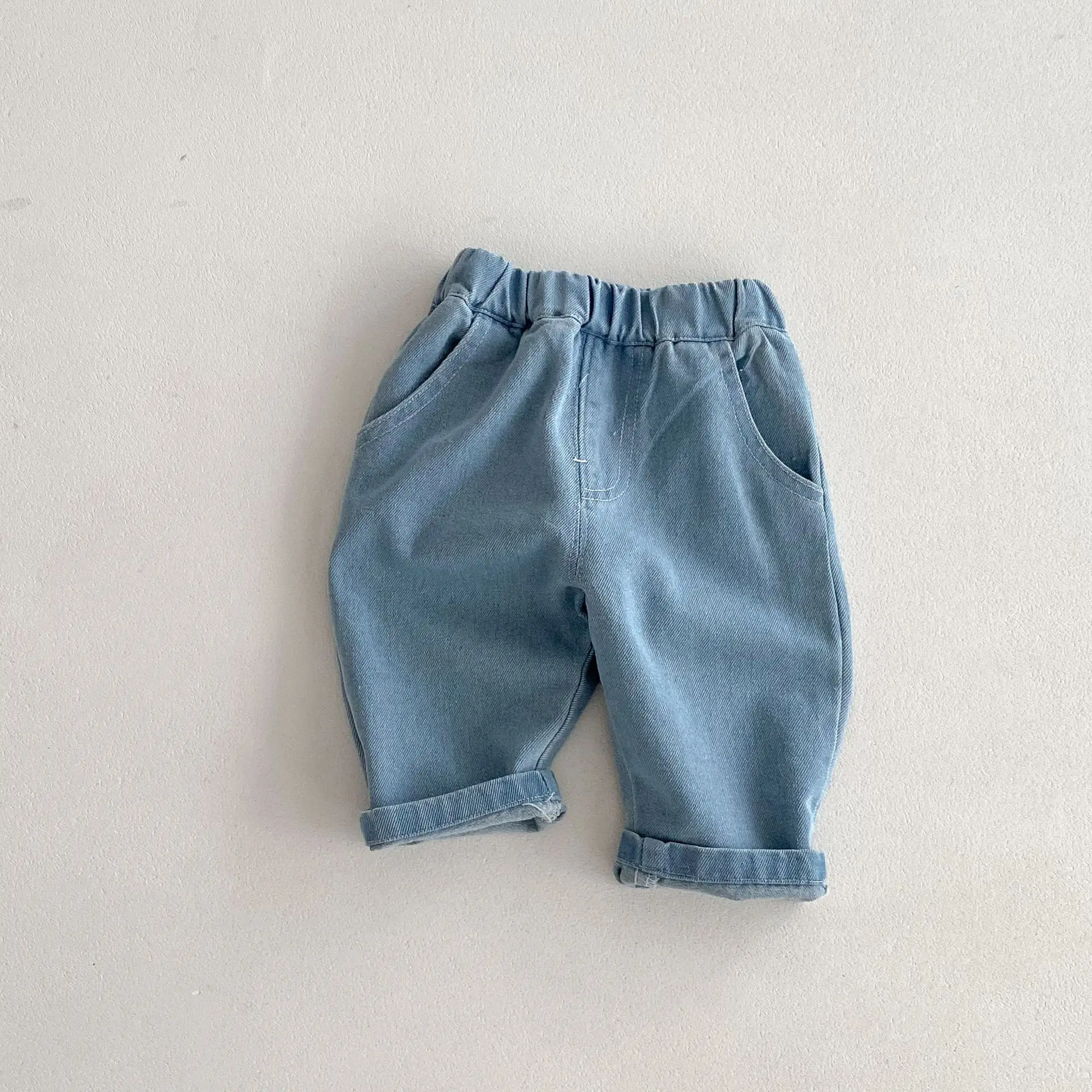 0-5Y Spring Autumn Kid's Pants Korean Style Kids Jeans Solid and Stripe Boys Girls Denim Pants Children Trousers