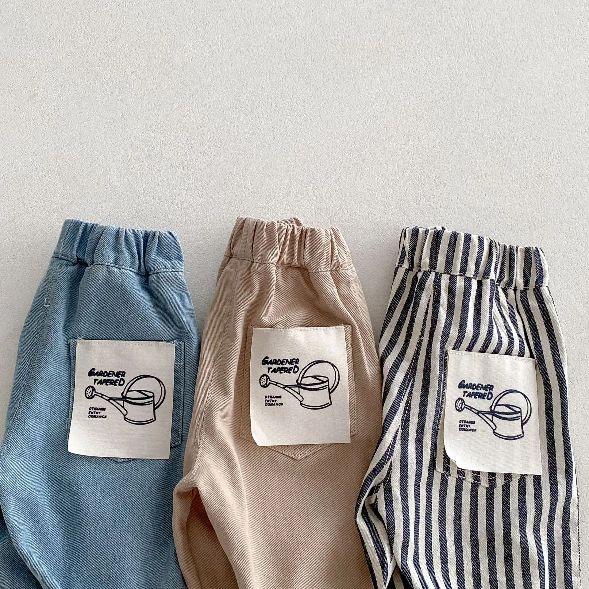 0-5Y Spring Autumn Kid's Pants Korean Style Kids Jeans Solid and Stripe Boys Girls Denim Pants Children Trousers