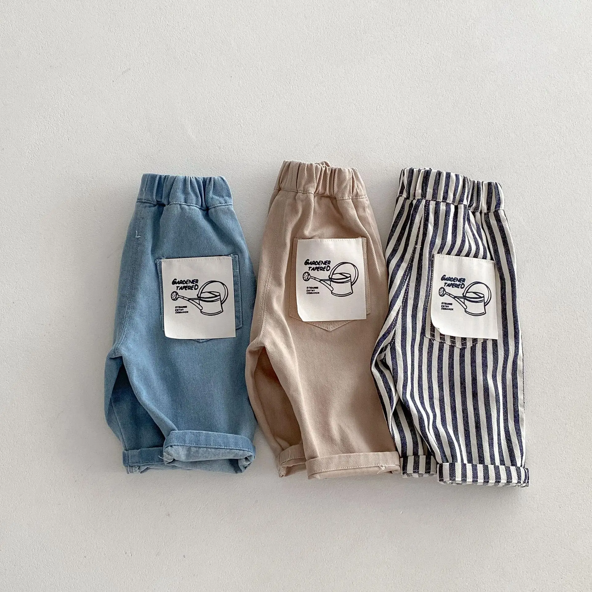 0-5Y Spring Autumn Kid's Pants Korean Style Kids Jeans Solid and Stripe Boys Girls Denim Pants Children Trousers