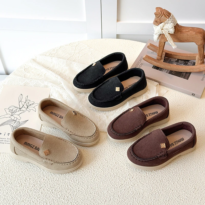 Spring Boy's Loafers Sewing Slip-on Handsome Daily Kid's Flat Shoe Solid Colors Anti-slip Fashion Comfy Children Shoes 7-12Y