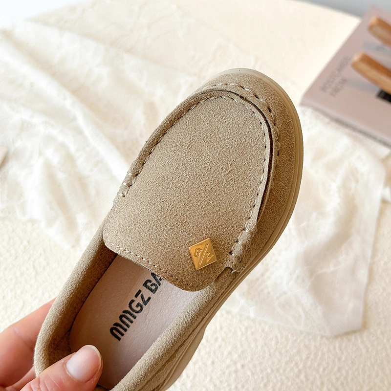 Spring Boy's Loafers Sewing Slip-on Handsome Daily Kid's Flat Shoe Solid Colors Anti-slip Fashion Comfy Children Shoes 7-12Y