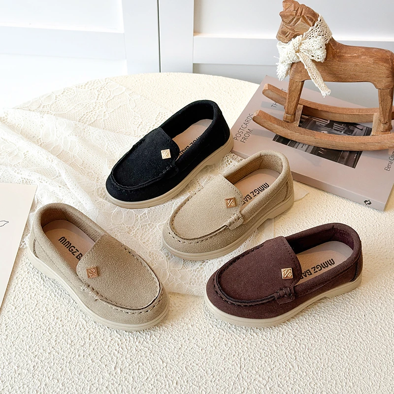 Spring Boy's Loafers Sewing Slip-on Handsome Daily Kid's Flat Shoe Solid Colors Anti-slip Fashion Comfy Children Shoes 7-12Y