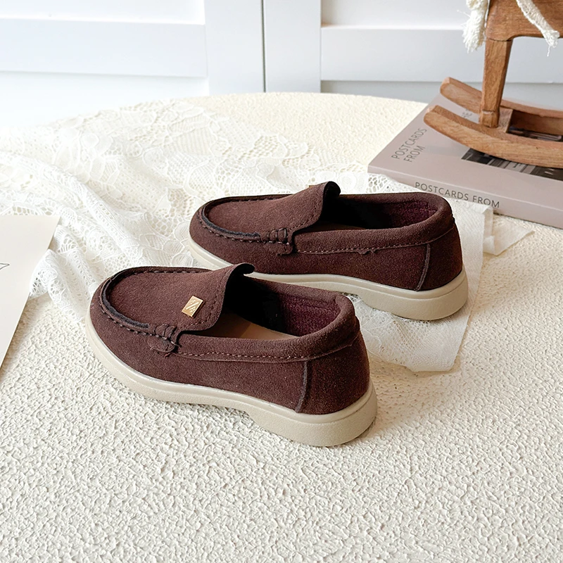 Spring Boy's Loafers Sewing Slip-on Handsome Daily Kid's Flat Shoe Solid Colors Anti-slip Fashion Comfy Children Shoes 7-12Y