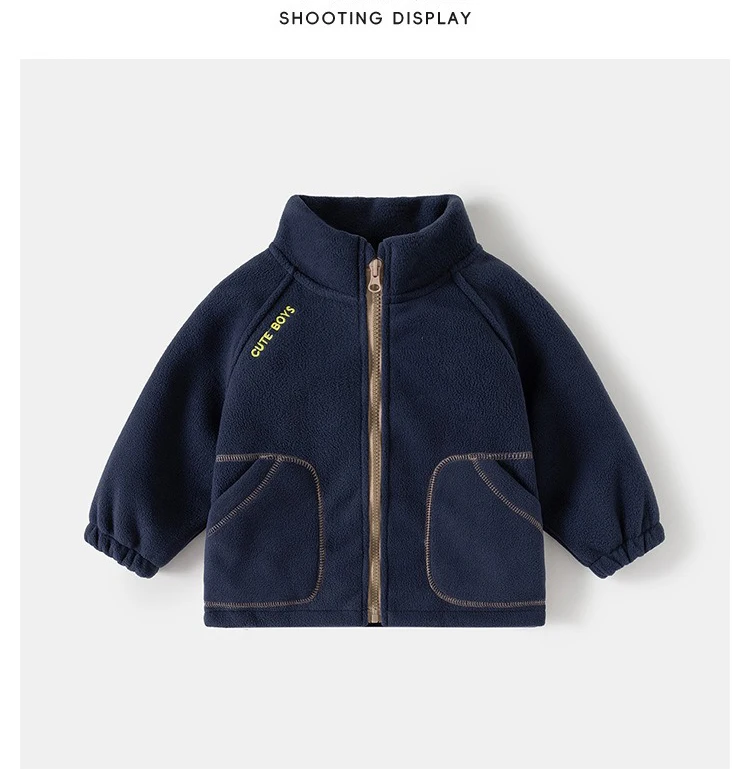 Ircomll New Children Boys Polar Fleece Jacket Autumn Winter Kids Coat Causal Toddler Stand Collar Zipper Outwear Boys Clothing