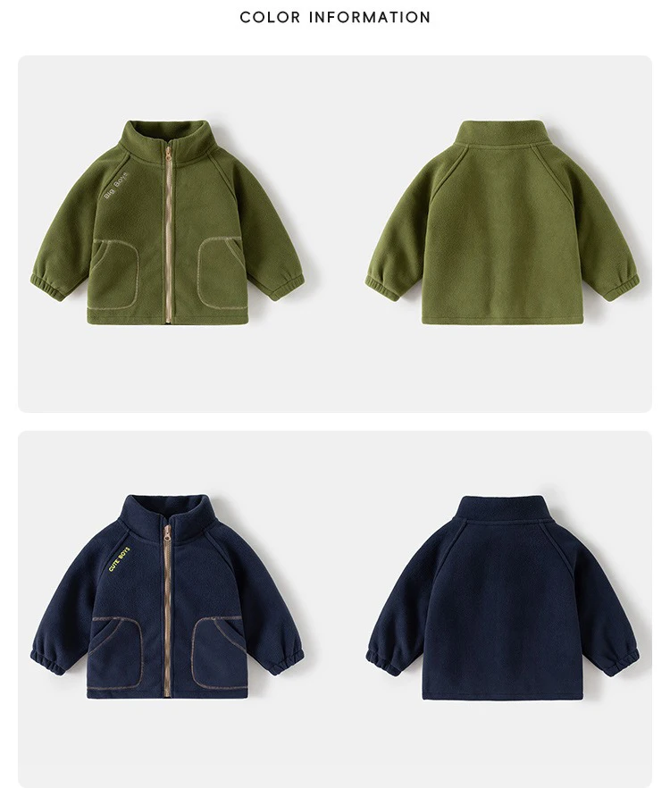 Ircomll New Children Boys Polar Fleece Jacket Autumn Winter Kids Coat Causal Toddler Stand Collar Zipper Outwear Boys Clothing