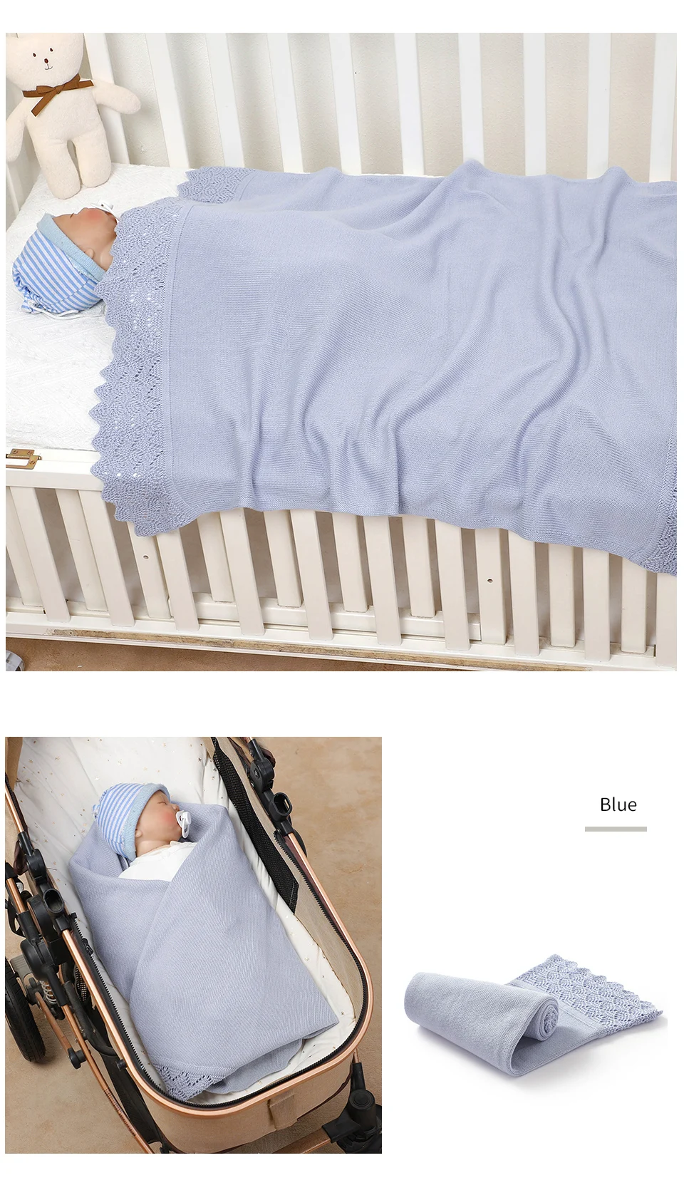 90*70cm Knitted Newborn Boys & Girls Blankets Super Soft Infant Swaddle Wraps Receiving Quilts for Stroller Bedding Cotton Stuff