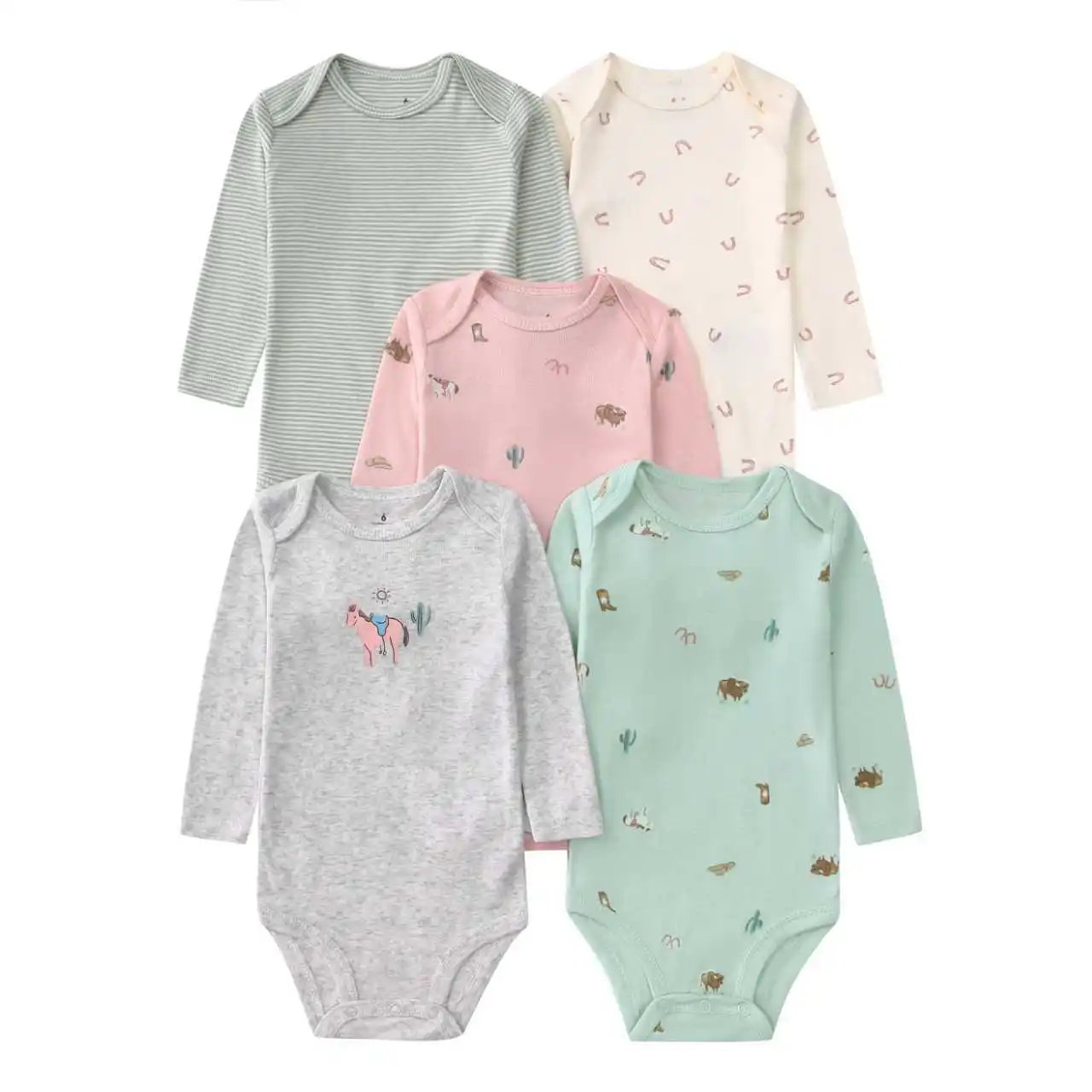 Unisex 4-5Pieces Newborn Bodysuits Cotton Baby Girl Clothes Summer Baby Boy Clothes Cartoon Printed Infant Bebe Clothes 6-24M