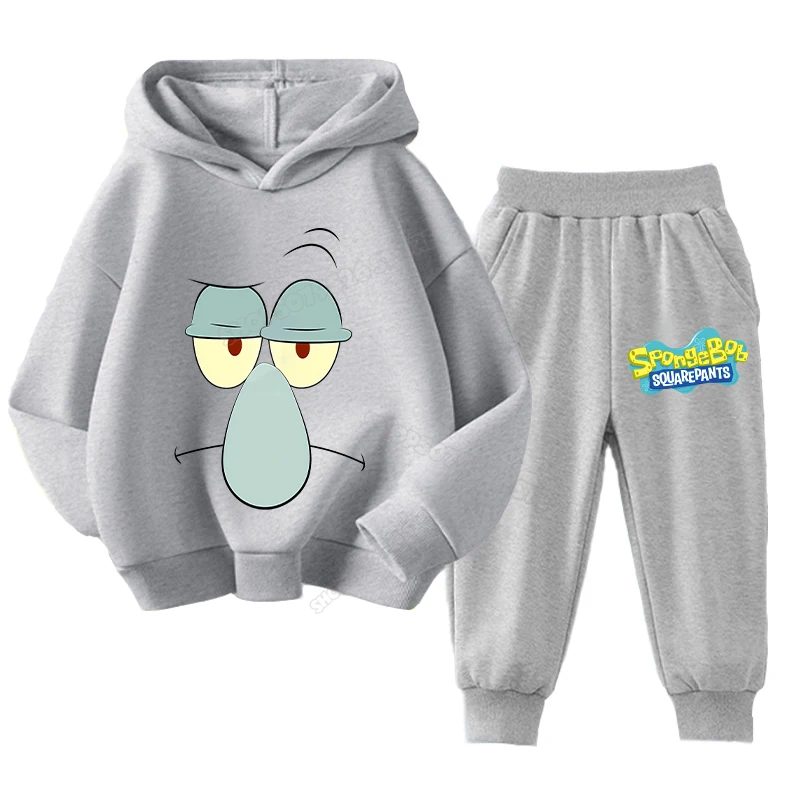 SpongeBobs Kids Sportswear Set Patrick Star Hoodies Sweatpants Girl Boy Hooded Sweatshirt Children Outfit Pullover Trousers Suit