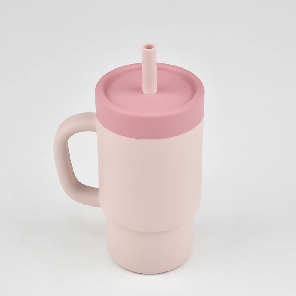 300ml 1PC Colorblock Sports Water Bottle, Fashion Sport Shape Cup, Stainless Steel Inner Cup With Soft Silicone Straw Portable