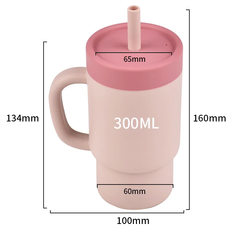 300ml 1PC Colorblock Sports Water Bottle, Fashion Sport Shape Cup, Stainless Steel Inner Cup With Soft Silicone Straw Portable