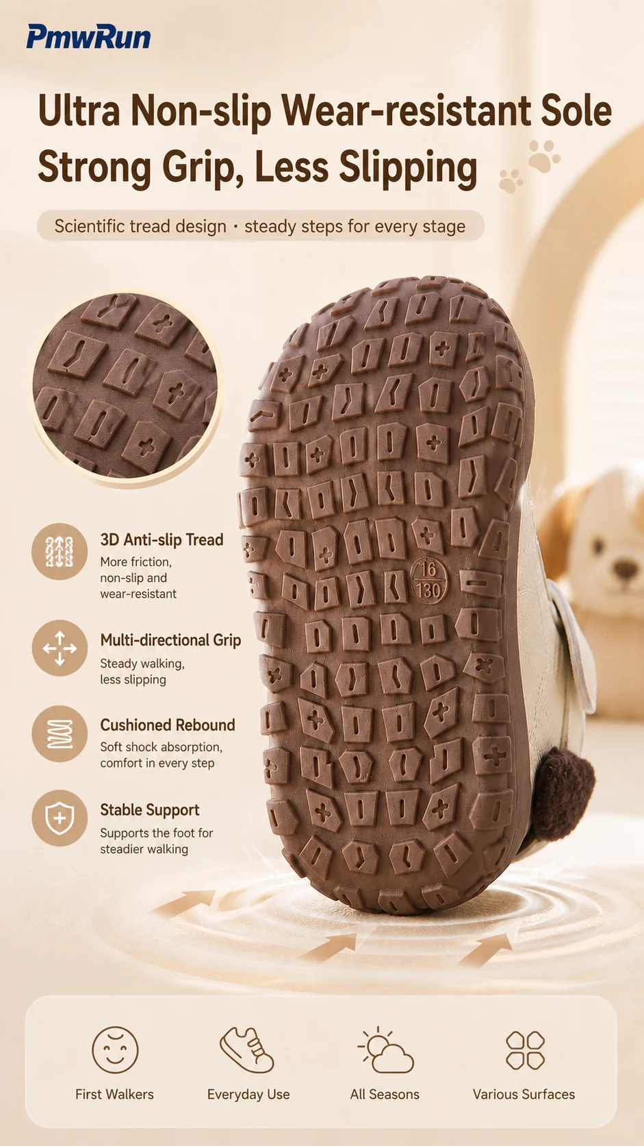 Cute Sport Shoes For Children PU Leather Waterproof Boy's Girl's Running Footwear Ergonomics Toddler Kid's Sneakers Casual Shoes