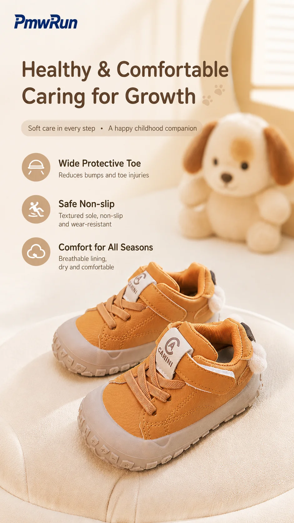 Cute Sport Shoes For Children PU Leather Waterproof Boy's Girl's Running Footwear Ergonomics Toddler Kid's Sneakers Casual Shoes