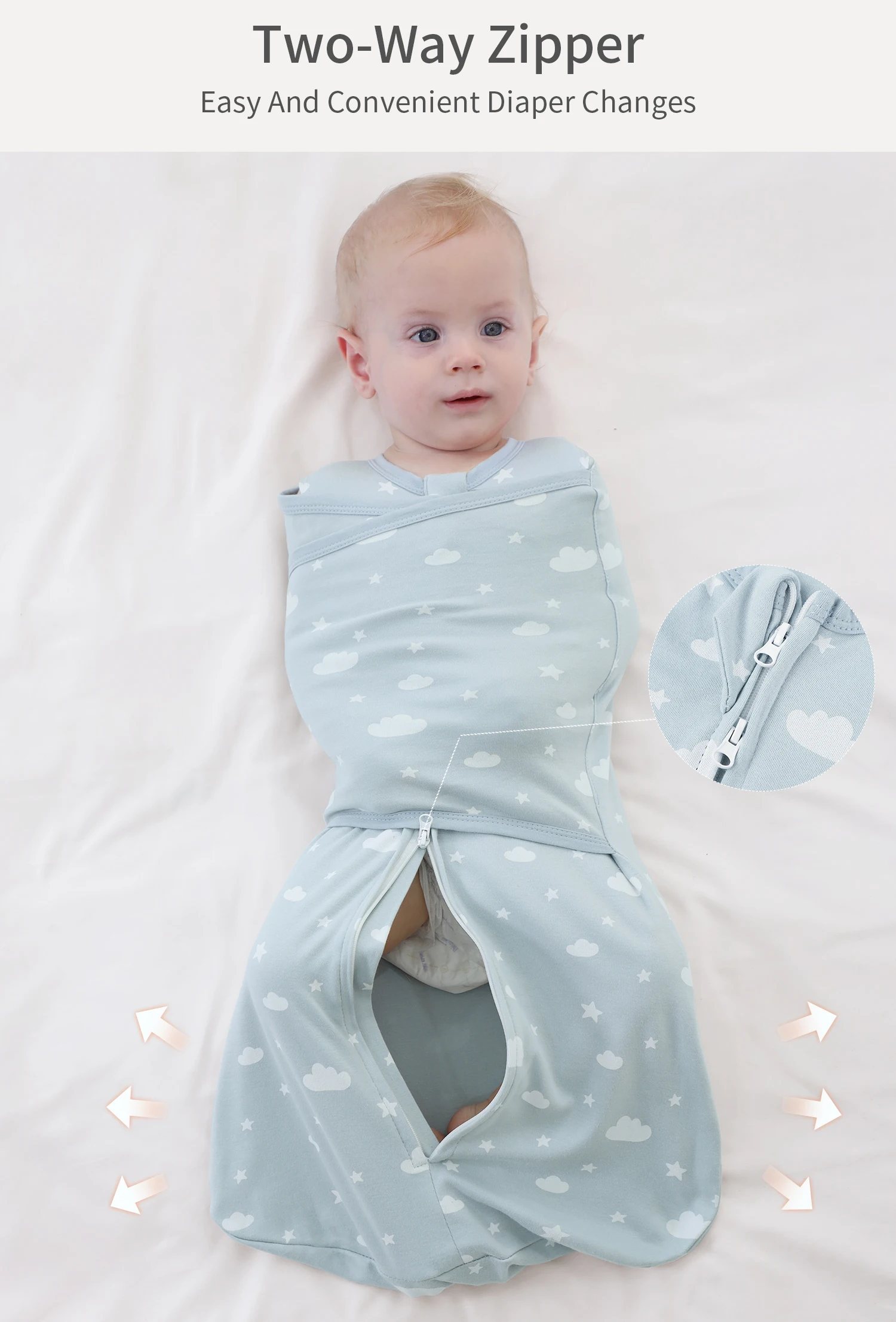INSULAR Baby 100% Cotton Swaddling Cloth With Caps Envelope Type Newborn Cartoon Envelope Anti-Startle Adjustable Bedding Item