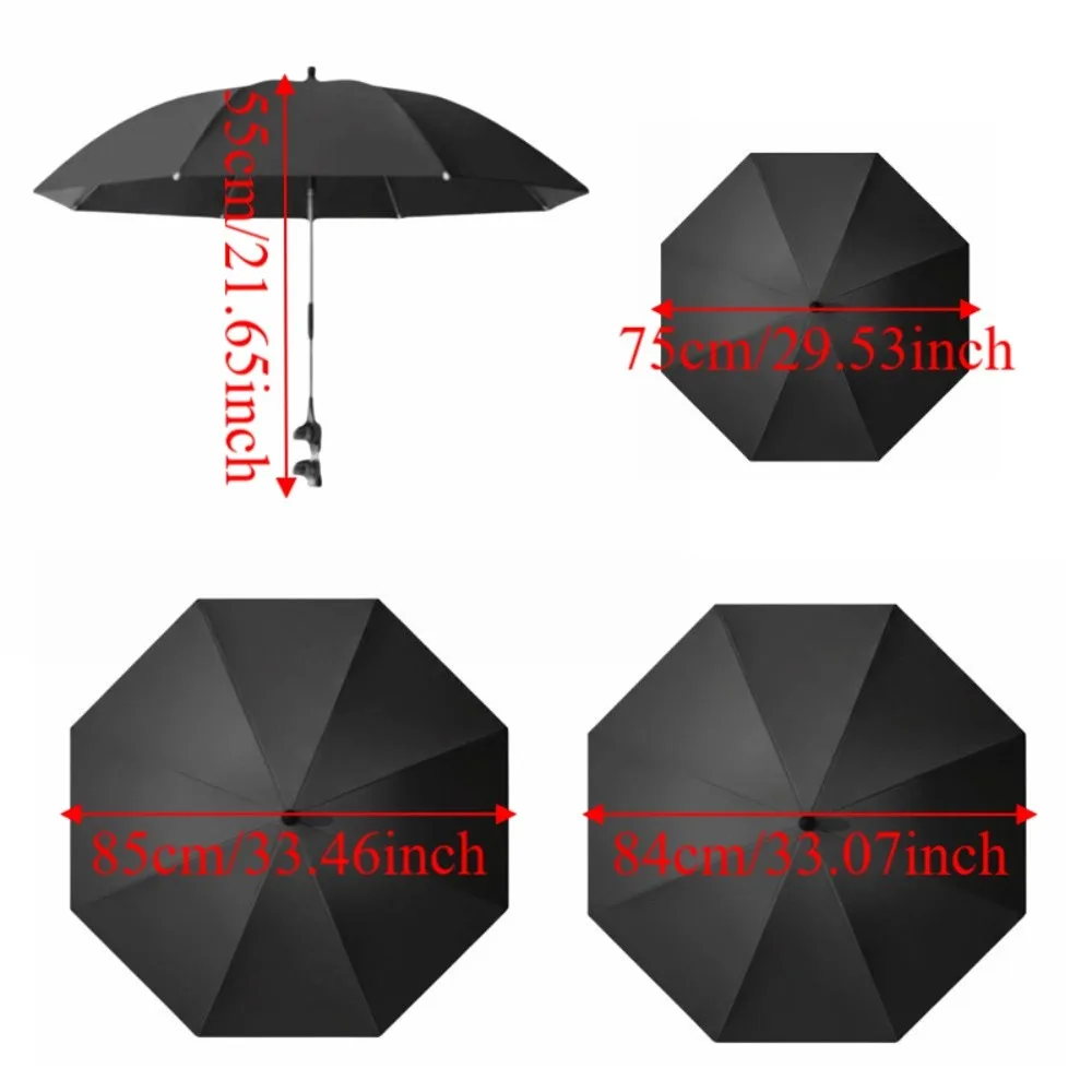 Adjustable UV Protection Umbrella 2-in-1 Design with Clamp Pram Cover Umbrella Universal 360 Degree Baby Stroller Umbrella
