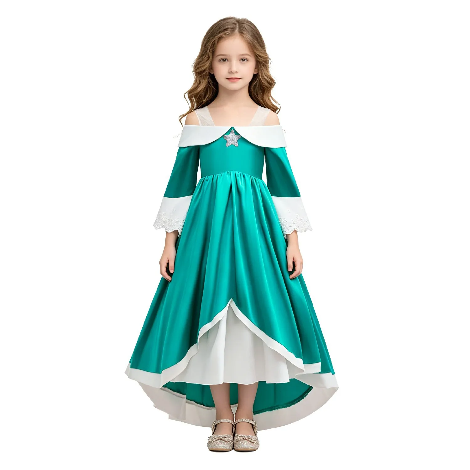 Rosalina Princess Fancy Dress The Galaxy Movie Kids Girls Role play Silk trailing Long Dress Costume Halloween Party Outfits
