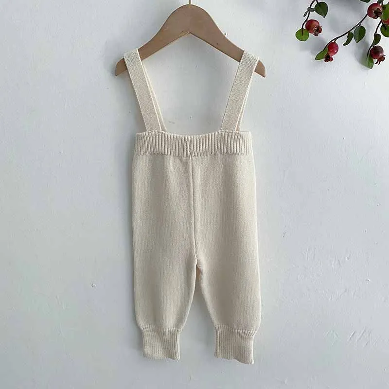 Ins Autumn Spring Baby Knitted Strap Overall Sweater Pants 0-2Y Cotton Baby Girls and Boys One Piece Wool PP Pants