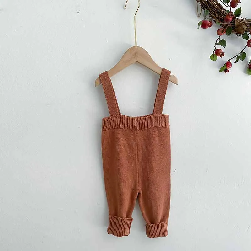 Ins Autumn Spring Baby Knitted Strap Overall Sweater Pants 0-2Y Cotton Baby Girls and Boys One Piece Wool PP Pants